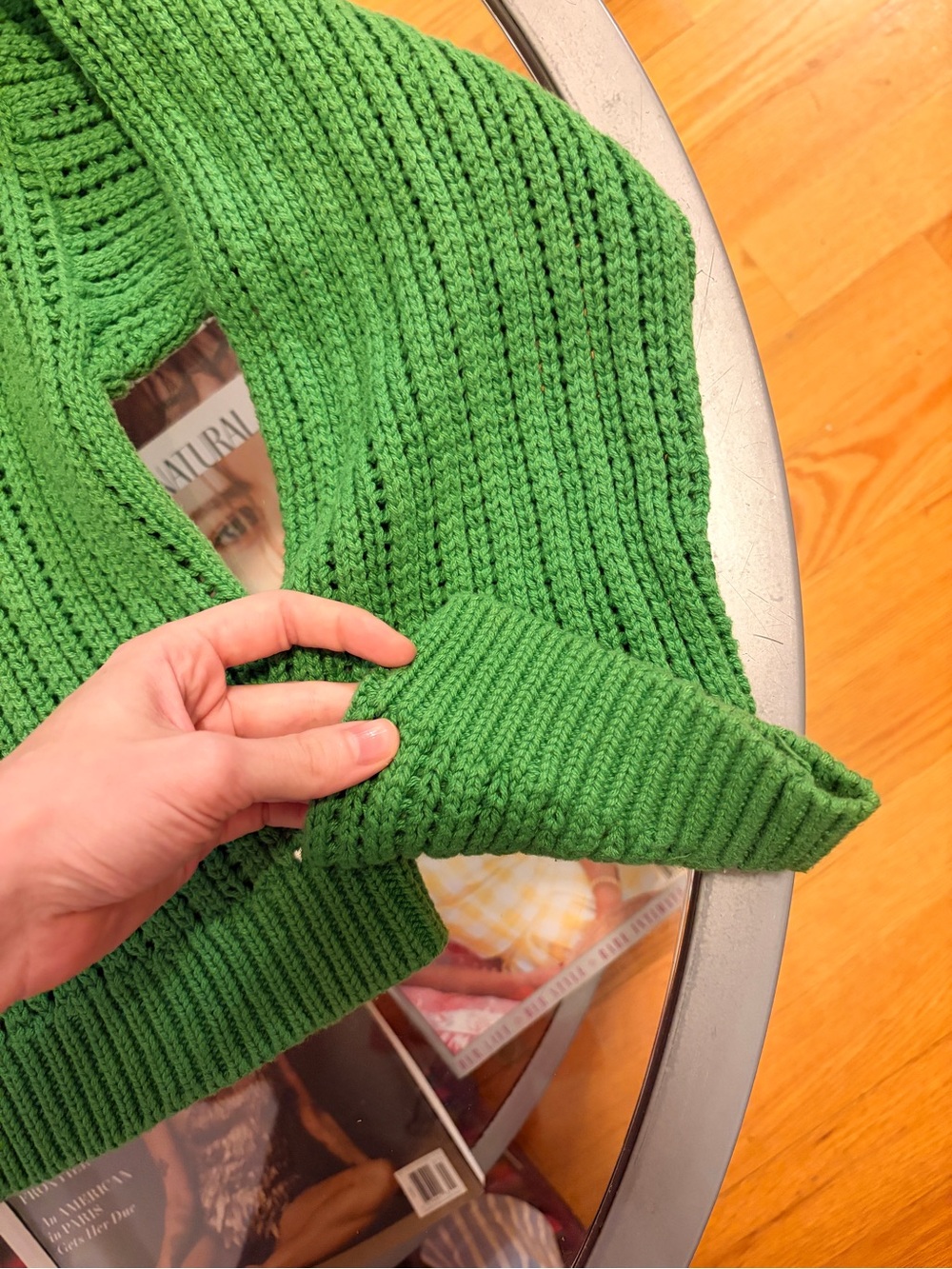 100% Cotton Evergreen Cropped Rib-Knit Sweater - Women's - Picture 5 of 8